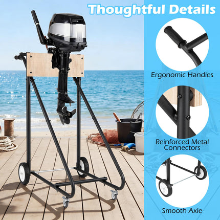 Goplus 330 LBS Boat Motor Stand Portable Outboard Engine Cart w/ 4 Rubber Casters