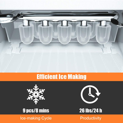 Ice Maker Machine for Countertop, Bullet-Shaped Ice Cubes Ready in 8 Mins