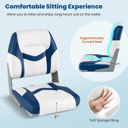 Goplus 2 Packs Folding Boat Seat with Stainless Steel Screws & Aluminum Hinges