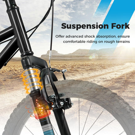 Goplus 20/24 Inch Kids Mountain Bike w/ 6-Speed Drivetrain Suspension Fork Dual Brakes