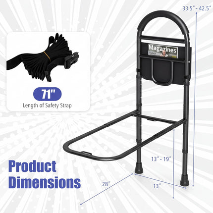 Goplus Bed Rails for Elderly Adults Safety | Adjustable Height Bed Assist Railings with Support Legs