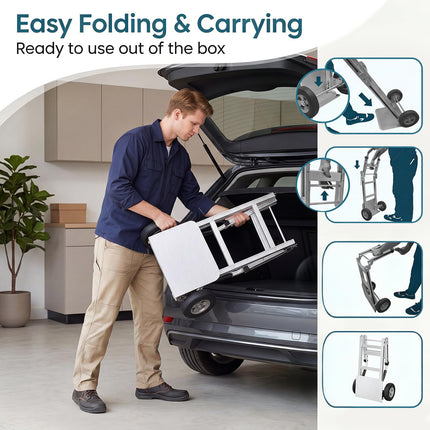 Goplus Heavy-Duty Folding Hand Truck | 600 LBS Aluminum Dolly Cart