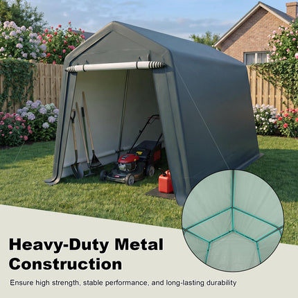 Goplus Outdoor Storage Shed | Patio Garage Carport w/ Roll-Up Zipper Door