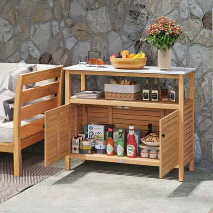 Goplus Outdoor Acacia Wood Buffet Cabinet ( 44” x 16” x 36” )