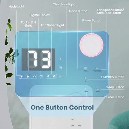 Dehumidifier for Large Room & Basements, 2000 Sq. Ft, with Auto or Manual Drainage, 4 Modes, 2 Speeds, 0.5 Gallon Water Tank