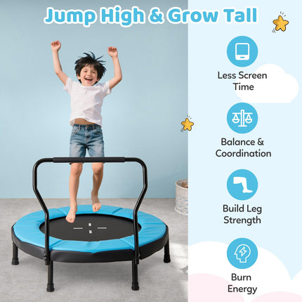 Goplus 40" Indoor/Outdoor Fitness Trampoline with Foam Handlebar & Safety Pad