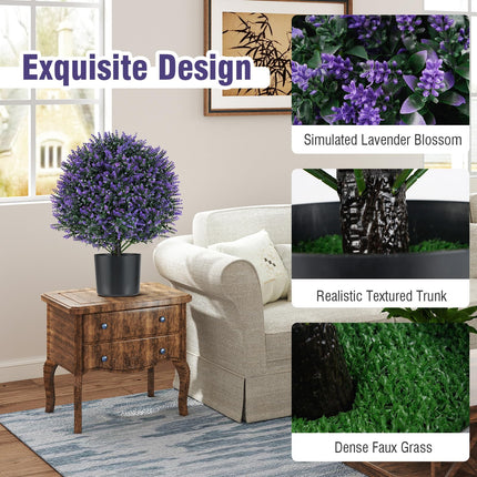 Goplus 21.5’’ Artificial Lavender Topiary Ball Tree Set of 2