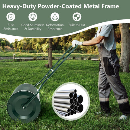 Goplus 24 inch Compost Spreader for Lawn, Lightweight Metal Mesh Lawn Roller Double Side Latches for Topdressing & Seedling