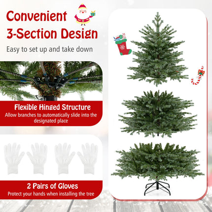 Goplus 6ft / 7ft Pre-Lit Artificial Christmas Tree with Lush PVC & PE Tips Seasonal Decoration