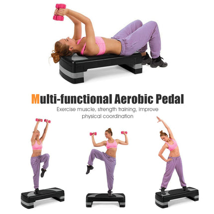 Goplus 31" Aerobic Exercise Stepper Deck, Adjustable Fitness Workout Step Platform Trainer with Risers - GoplusUS