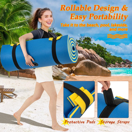 Goplus 87" x 36" Floating Water Mat Pad Pad with Rolling Pillow Design
