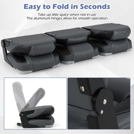 Goplus 3-Pack Folding Boat Seats | 2 High-Back & 1 Low-Back Bass Boat Chairs
