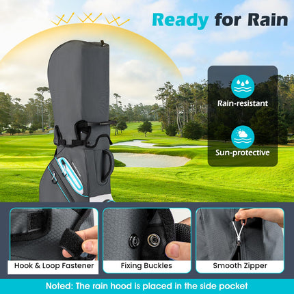 Goplus Lightweight Portable Golf Bag with 14-Way Divider Top 6 Zippered Pockets