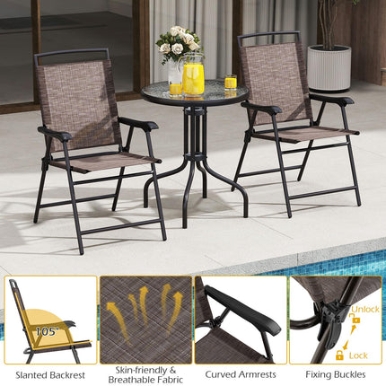 Goplus 3 Pieces Bistro Set with Tempered Glass Table