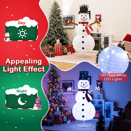 Goplus 6 FT Lighted Christmas Snowman w/ 180 Cold White LED Lights
