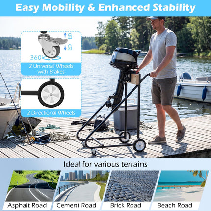 Goplus 330 LBS Boat Motor Stand Portable Outboard Engine Cart w/ 4 Rubber Casters