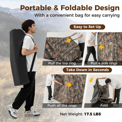 Goplus 3 in 1 Multifunctional Hunting Blind, 360° One-Way See-Through Hunting Tent w/Skylight