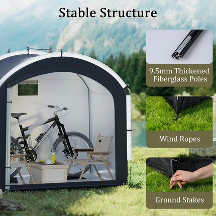 Goplus 7.2 x 4.9 FT Outdoor Bike Storage Sheds w/210D Oxford Fabric PU4000 Waterproof Cover