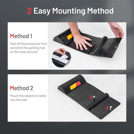 Goplus Garage Car Parking Mat, 2 Pack Heavy Duty Wheel Stopper w/ 2 Mounting Method, Non-Slip Surface