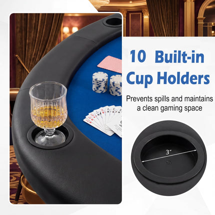 Goplus 84"x42" Foldable Poker Table Top 10 Players w/Cup Holders