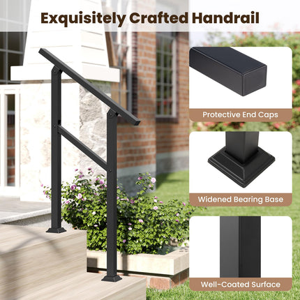 Goplus Handrail for Outdoor Steps Metal Hand Rail Fits 0-2 Steps