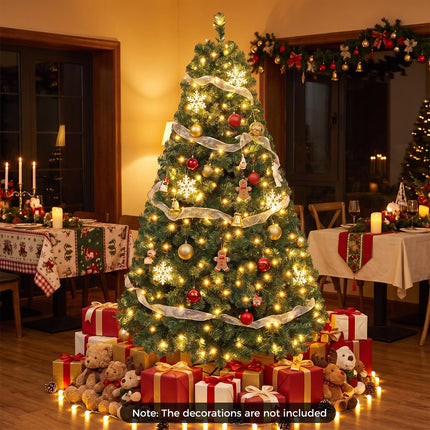 Goplus 6ft Pre-Lit Artificial Christmas Tree with 230 LED Lights | Hinged Premium Spruce Xmas Full Tree
