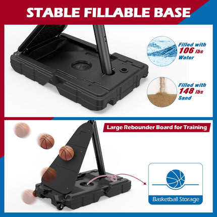 Goplus 4.9-10 FT Adjustable Portable Basketball Hoop Outdoor w/Shatterproof PC Backboard