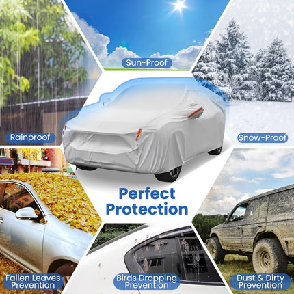 Car Cover for Automobiles 200 Inch Rain Sun UV Protection Fit SUV BMW Honda Lexus Mercedes-Benz