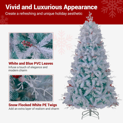 Goplus 6FT / 7FT Pre-Lit Artificial Christmas Tree with White Twig