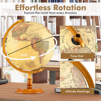 Goplus 12 Inch Illuminated World Globe Geography Educational Desktop Decoration