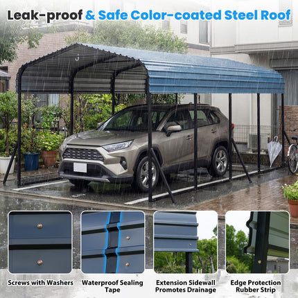 Goplus 12 x 20 FT Heavy-Duty Carport w/Leak-Proof Roof for Trucks Tractors