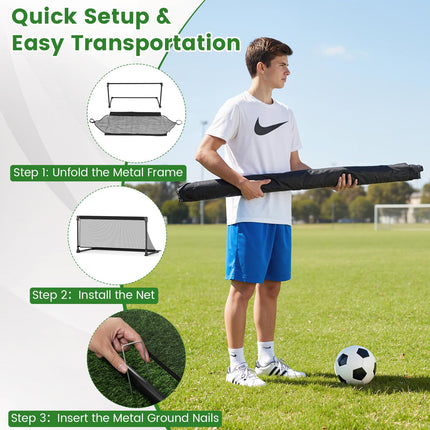 Goplus Portable Soccer Net with Metal Frame Ground Stakes Quick Setup