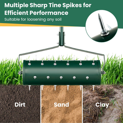 Goplus Rolling Lawn Aerator, Filled with Sand or Stone