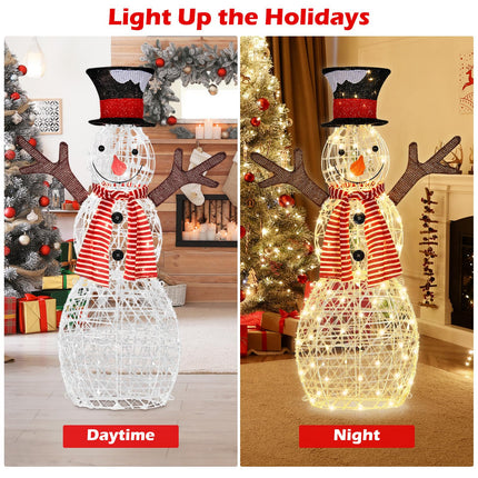 Goplus 3.6 FT Lighted Christmas Snowman with 80 LED Lights