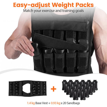 Goplus 44lbs Adjustable Weighted Vest for Men Women with 20 Removable Metal-Sand Weights