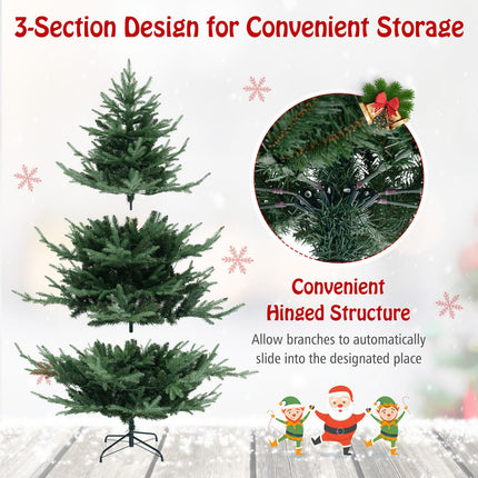 Goplus 6ft Faux Hinged Xmas Full Tree with 240 Warm White LED Lights, 778 Branch Tips
