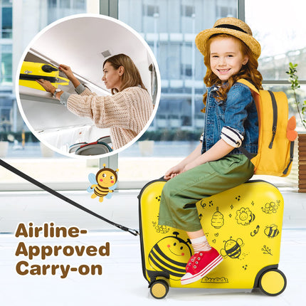 Goplus 2 PCS Kid Luggage Set, 18"Carry-on & Ride-on Suitcase W/Spinner Wheels