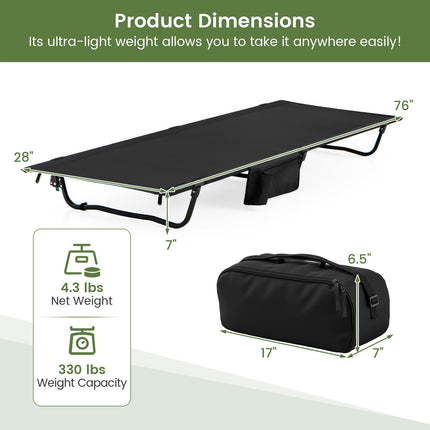 Goplus Portable Camping Cot w/Sturdy Aluminum Alloy Frame & Carrying Bag