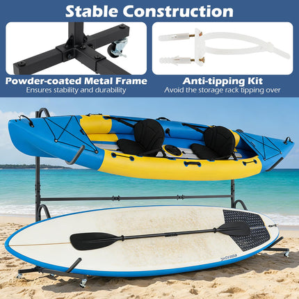 Goplus Freestanding Kayak Storage Rack for 2 Kayaks | SUP & Canoe Holder for Indoor & Outdoor