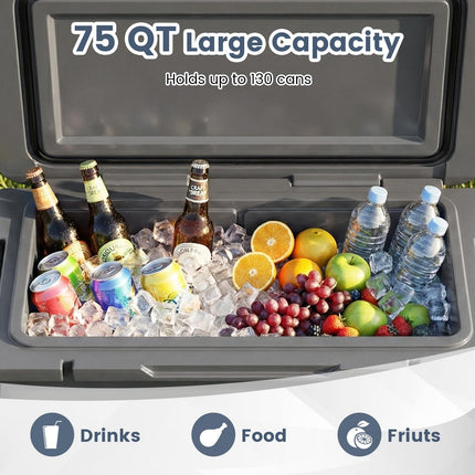 Goplus 75QT Cooler with Wheels | Outdoor Portable Ice Chest for Camping Beach