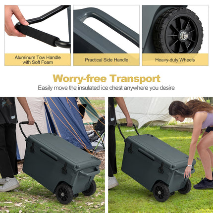 Goplus Cooler, Portable Ice Chest with All-Terrain Wheels