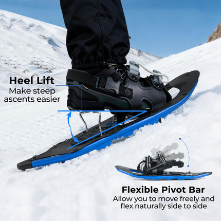 Goplus 21 Inche Light Weight Aluminum Terrain Snowshoes with Anti-Shock Trekking Poles and Carrying Tote Bag