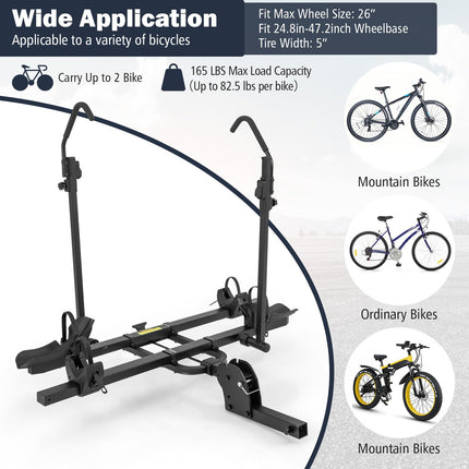 Goplus 2” Hitch Mount Bike Rack, 2 Bikes Platform Style Carrier w/Tilt-able Design for Easy Trunk Access