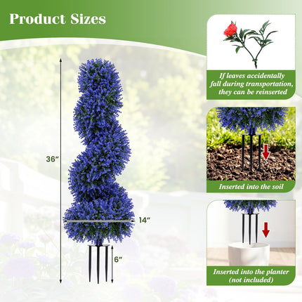 Goplus Artificial Spiral Topiary Trees Set of 2 3FT Outdoor Faux Plants