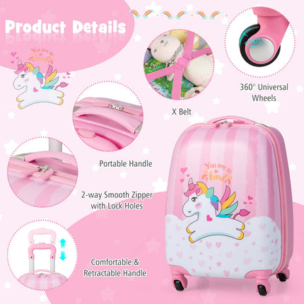 Goplus 2PC Kids Luggage, 12" & 16" Kids Carry On Luggage Set, Lightweight Spinner Suitcases