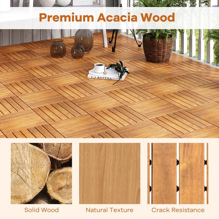 Goplus 27 PCS Interlocking Patio Deck Tile 27 sq. Ft Flooring Tiles for Outdoor & Indoor( Stripe Pattern)