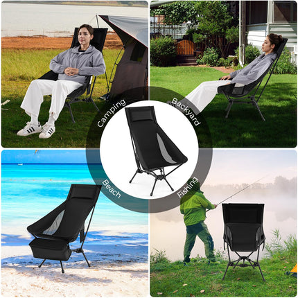 Goplus Portable High Back Camping Chairs | Lightweight Compact Collapsible Lawn Chairs