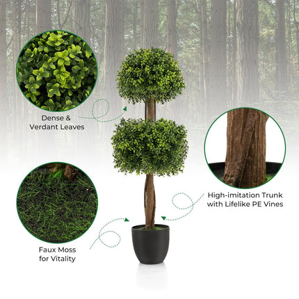 Goplus 40" Artificial Boxwood Topiary Ball Tree