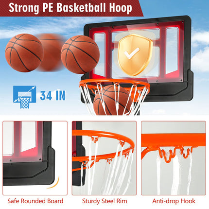 Goplus Portable Basketball Hoop, Basketball Goal with 4.3 FT-8.2 FT Adjustable Height