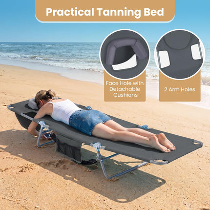 Goplus Tanning Chair Portable Lightweight 10.5LBS Beach Lounger(1/2)